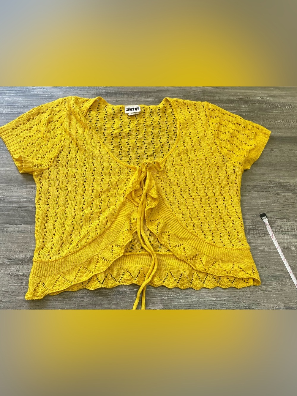 Vintage Sunny Knit Tie-Front Cardigan - Yellow